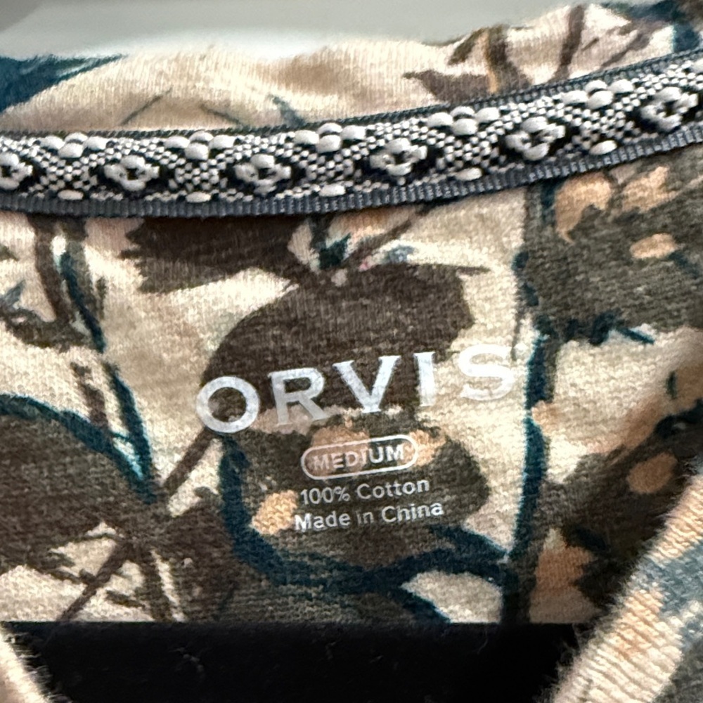 ORVIS Floral Long Sleeve Crewneck Top sweatshirt - sz m - Picture 2 of 5